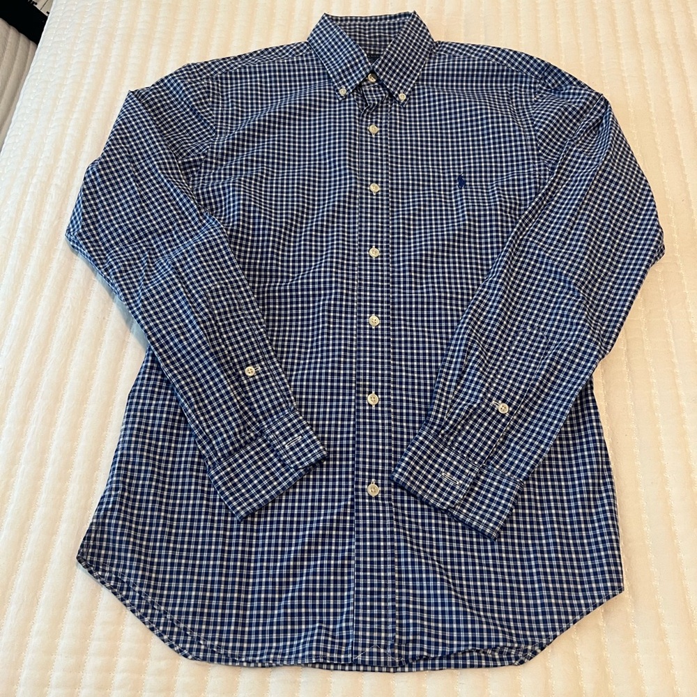 Men's Polo - Blue Button-Up Shirt (Slim Fit)